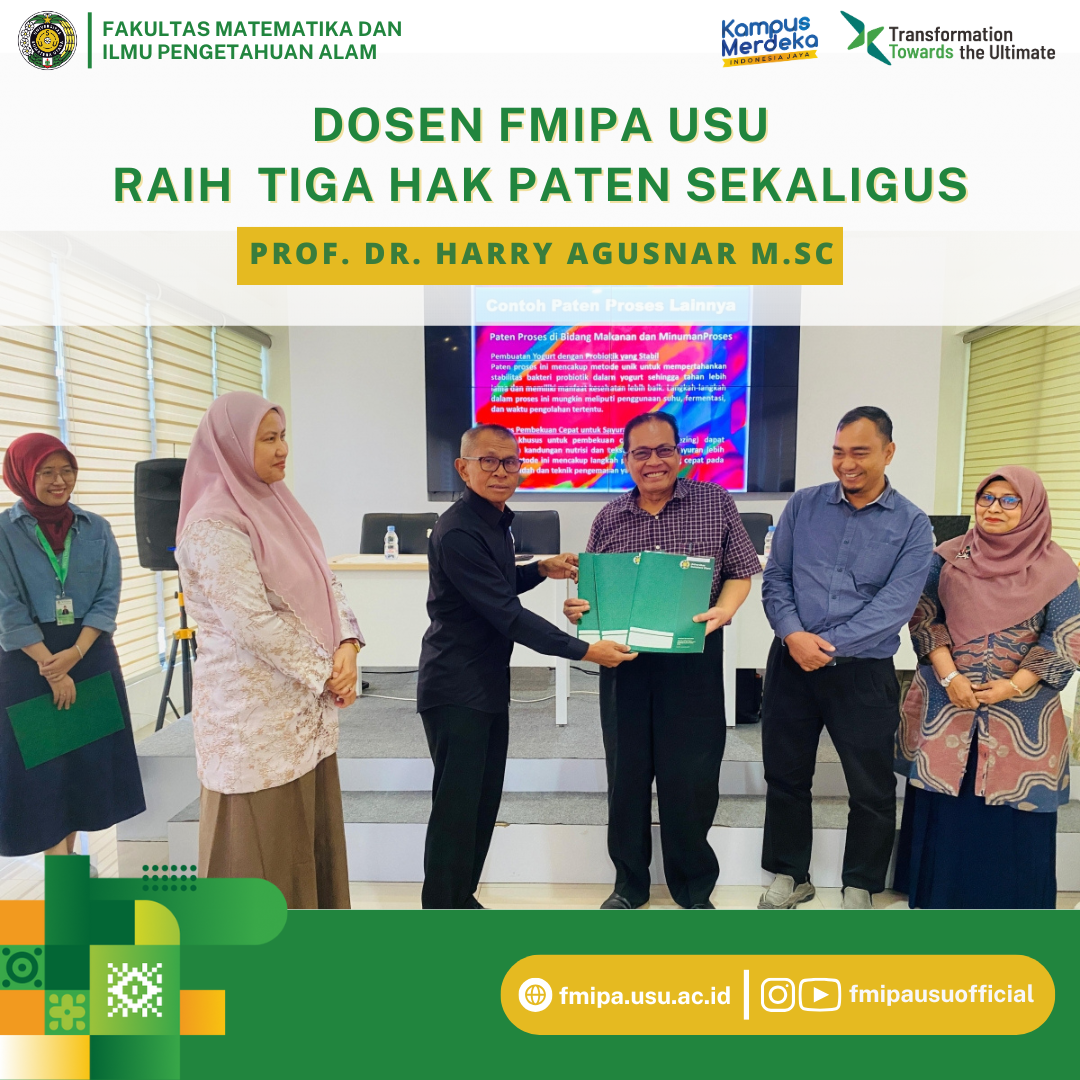 Dosen FMIPA USU Raih Tiga Hak Paten Sekaligus